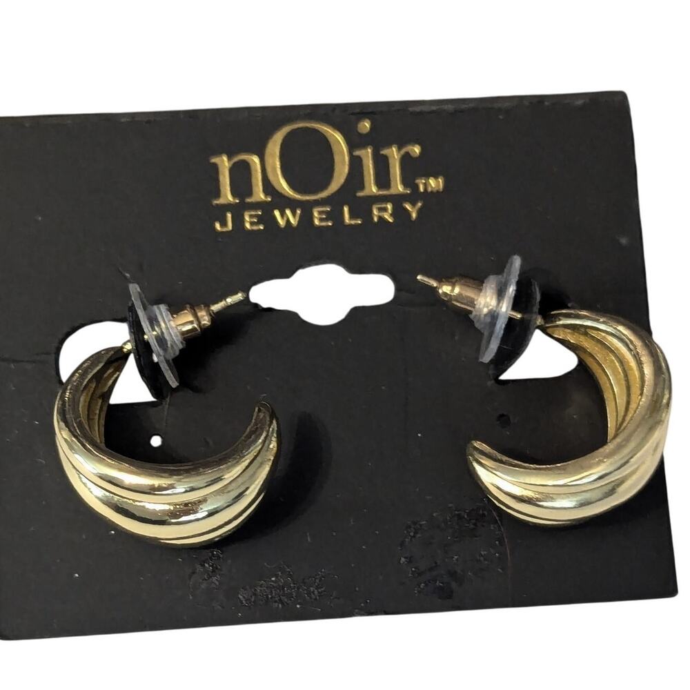 nOir Gold Half Hoop Shell Puff Earrings